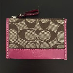 Coach Pink and Brown Signature Wallet
